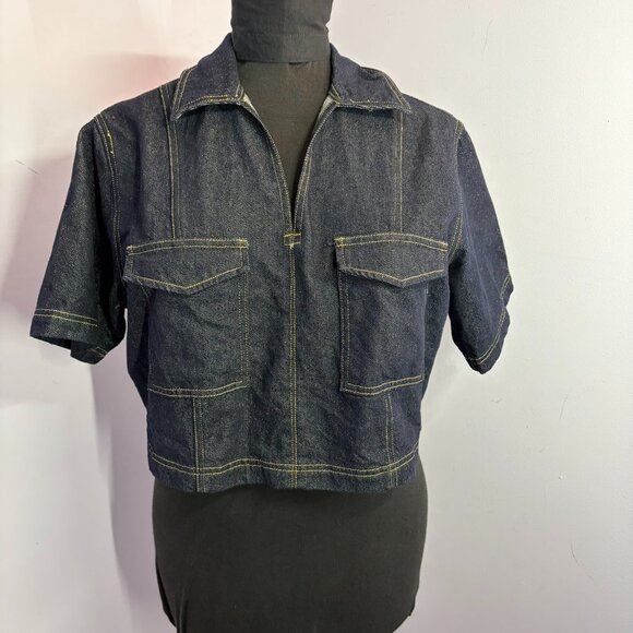 Aaron & Amber Tops - Aaron & Amber Denim Top, Cropped, EUC, Size L